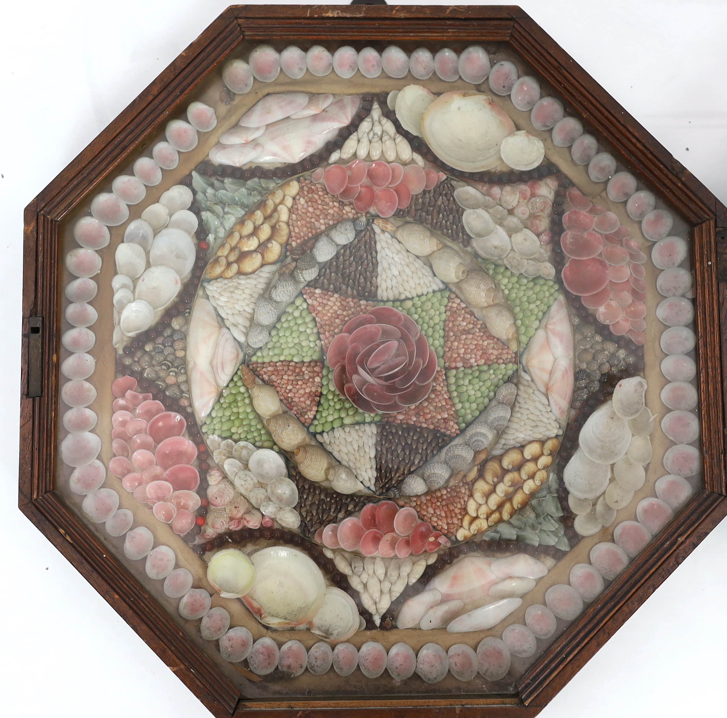 A 19th century sailor's shellwork Valentine, overall 35 x 35cm